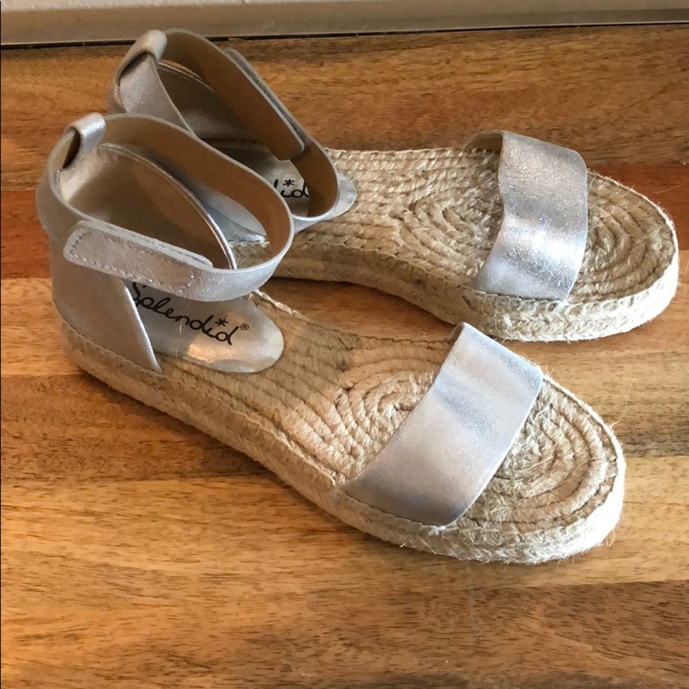 Metallic silver splendid espadrilles